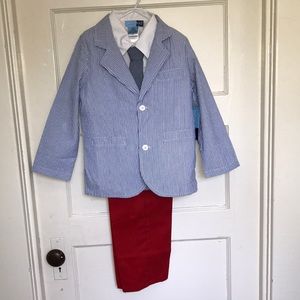 NWT Good Lad 4 piece seersucker suit set, size 6